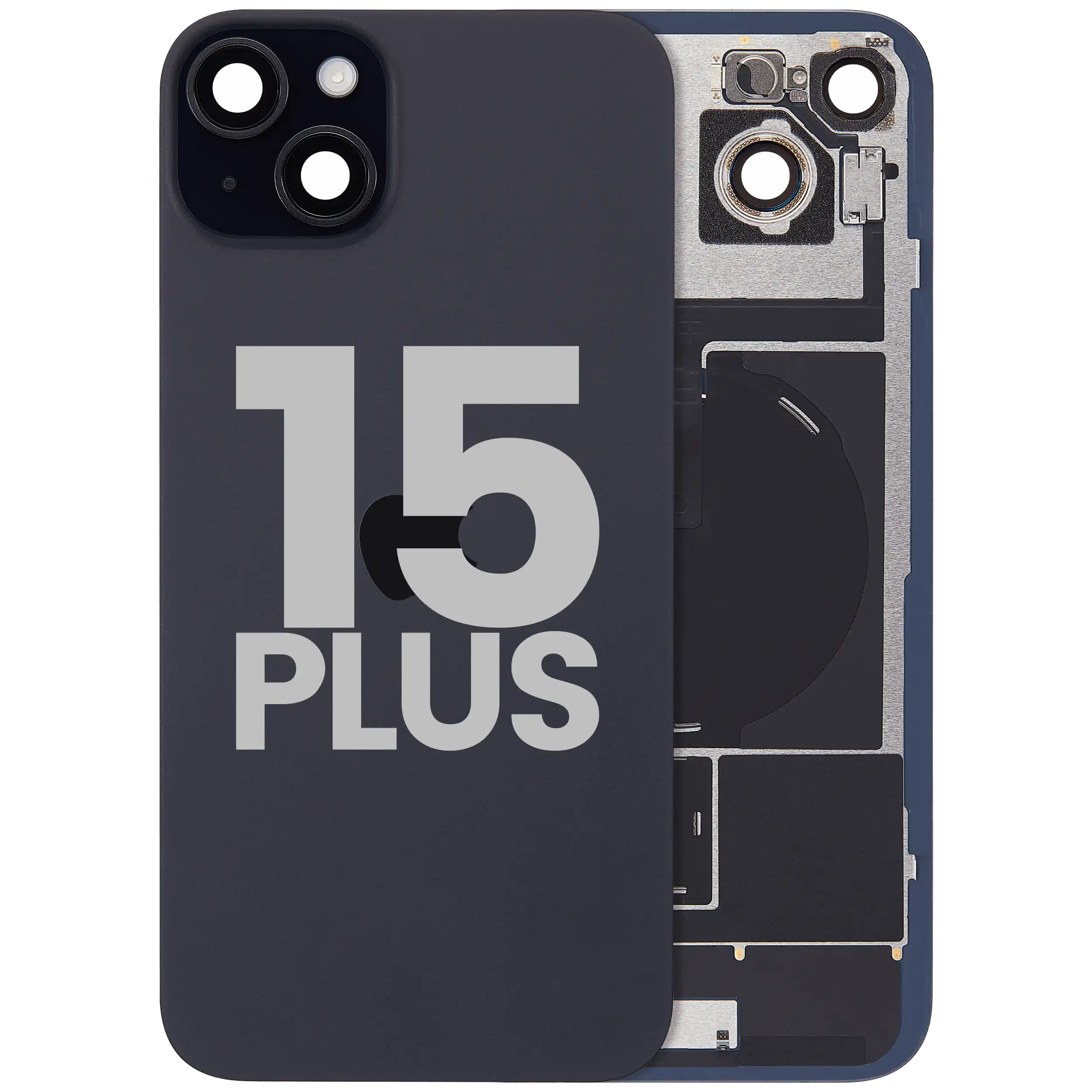 Rückglas mit MagSafe Magnet & NFC & Taschenlampen-Flexkabel für iPhone 15 Plus (ausgebautes Originalteil: Grade C) (Black (Schwarz)) – Bild 3