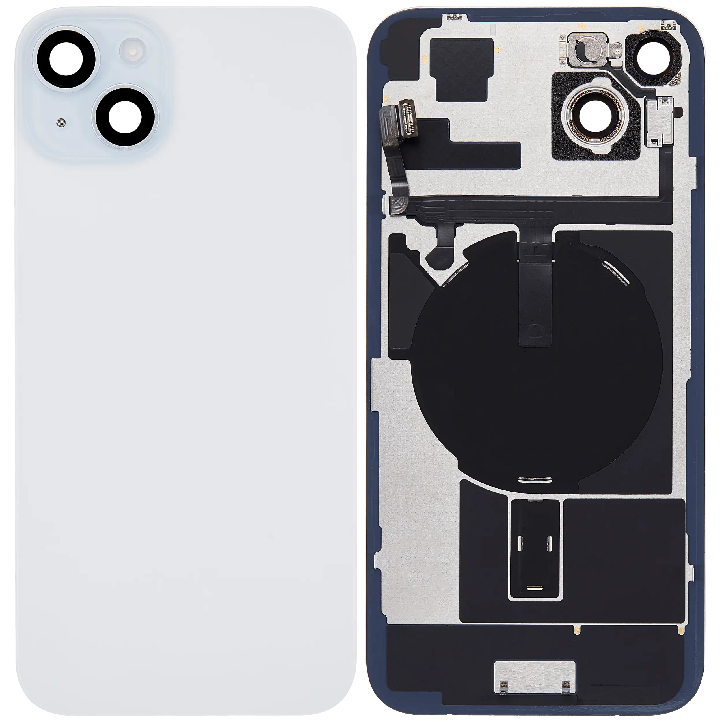 Rückglas mit MagSafe Magnet & NFC & Taschenlampen-Flexkabel für iPhone 15 Plus (ausgebautes Originalteil: Grade C) (Blue (Blau)) – Bild 2