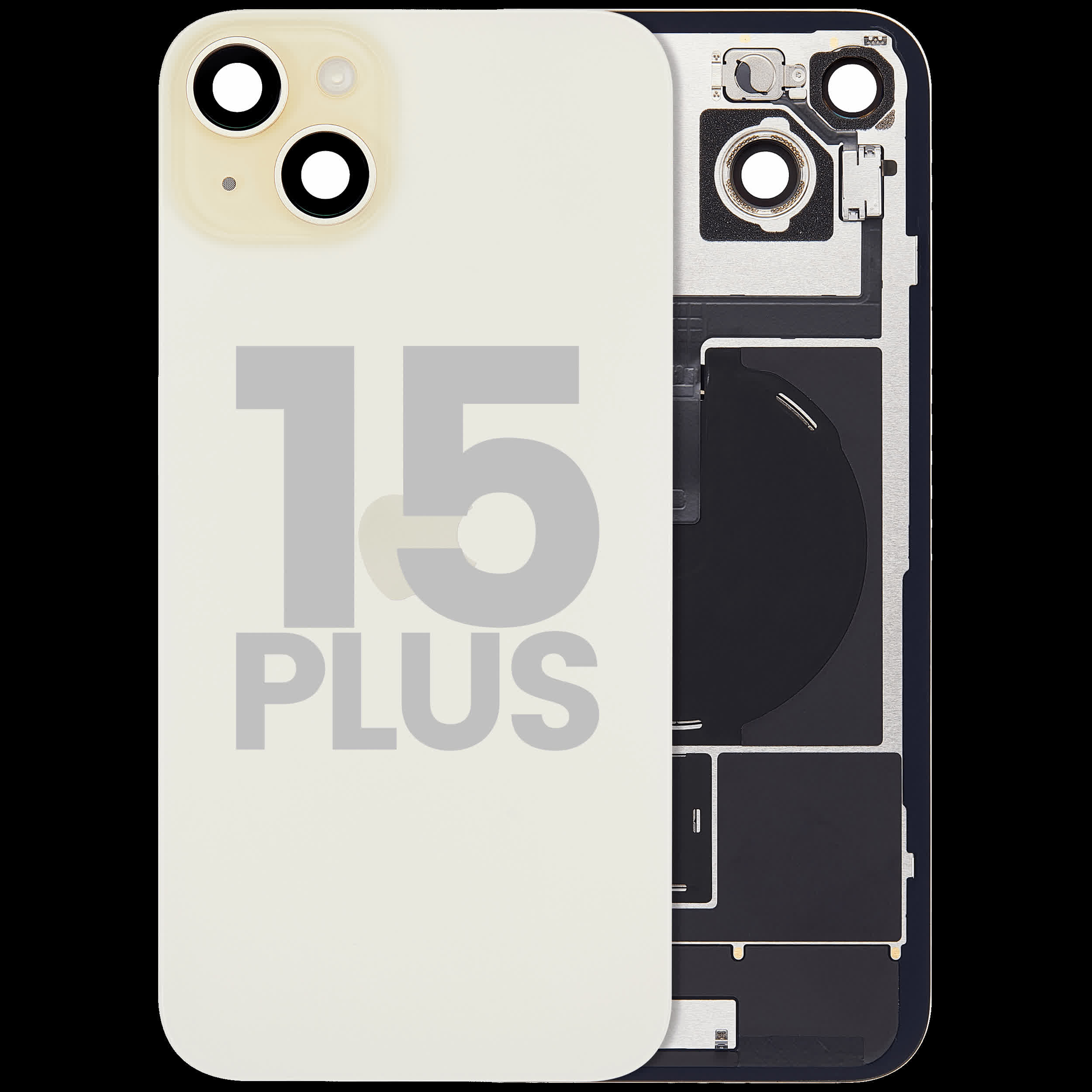 Rückglas mit MagSafe Magnet & NFC & Taschenlampen-Flexkabel für iPhone 15 Plus (ausgebautes Originalteil: Grade C) (Yellow)