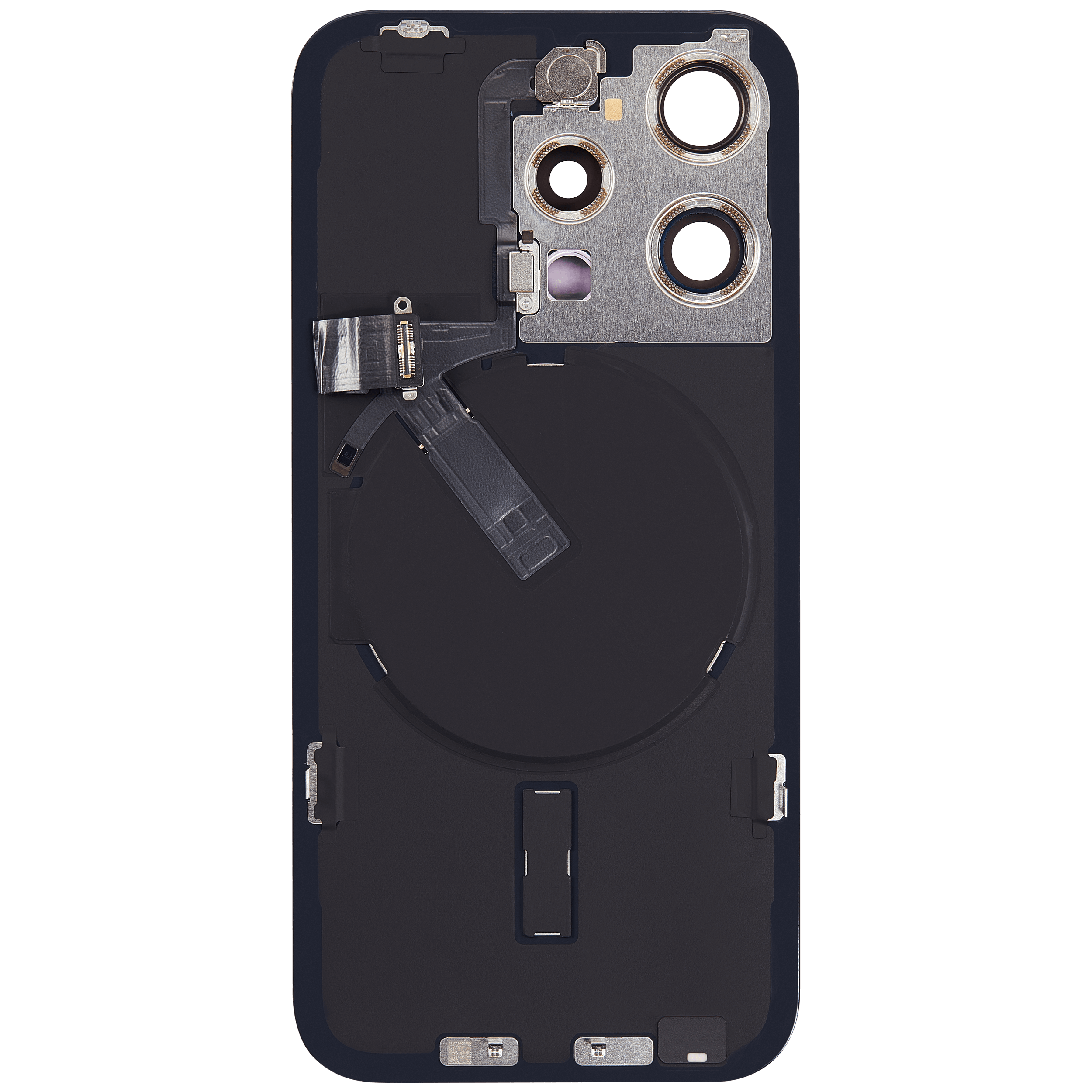 Rückglas mit MagSafe Magnet & NFC & Taschenlampen-Flexkabel für iPhone 15 Pro (ausgebautes Originalteil: Grade C) (Black Titanium) – Bild 3