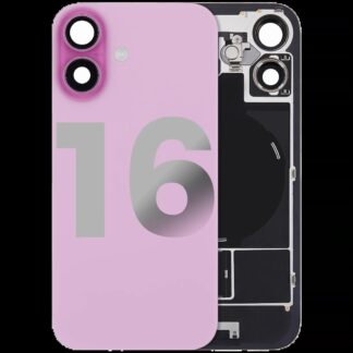 Rückglas mit MagSafe Magnet & NFC & Taschenlampen-Flexkabel für iPhone 16 (ausgebautes Originalteil: Grade C) (Pink (Rosa))