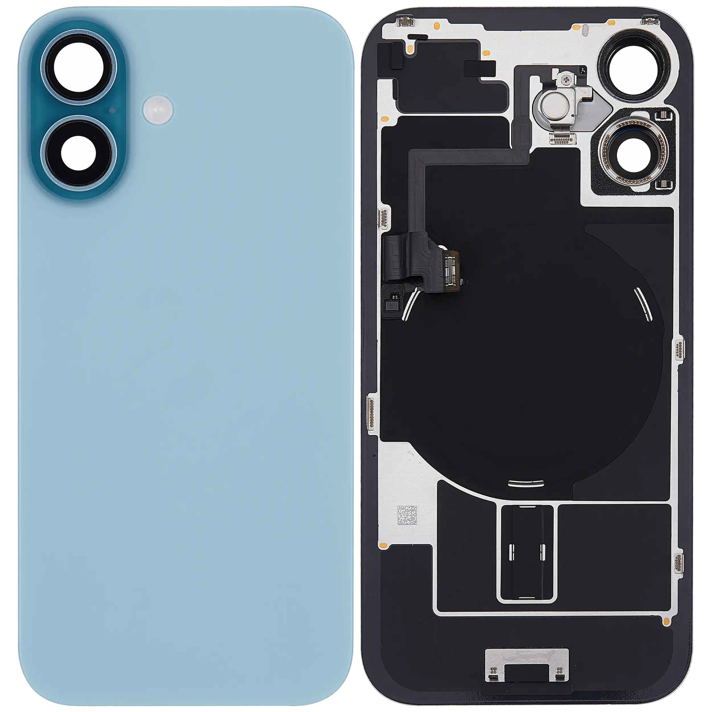Rückglas mit MagSafe Magnet & NFC & Taschenlampen-Flexkabel für iPhone 16 (ausgebautes Originalteil: Grade C) (Teal) – Bild 2
