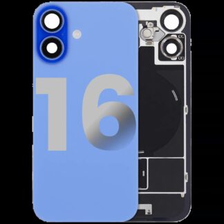 Rückglas mit MagSafe Magnet & NFC & Taschenlampen-Flexkabel für iPhone 16 (ausgebautes Originalteil: Grade C) (Ultramarine)