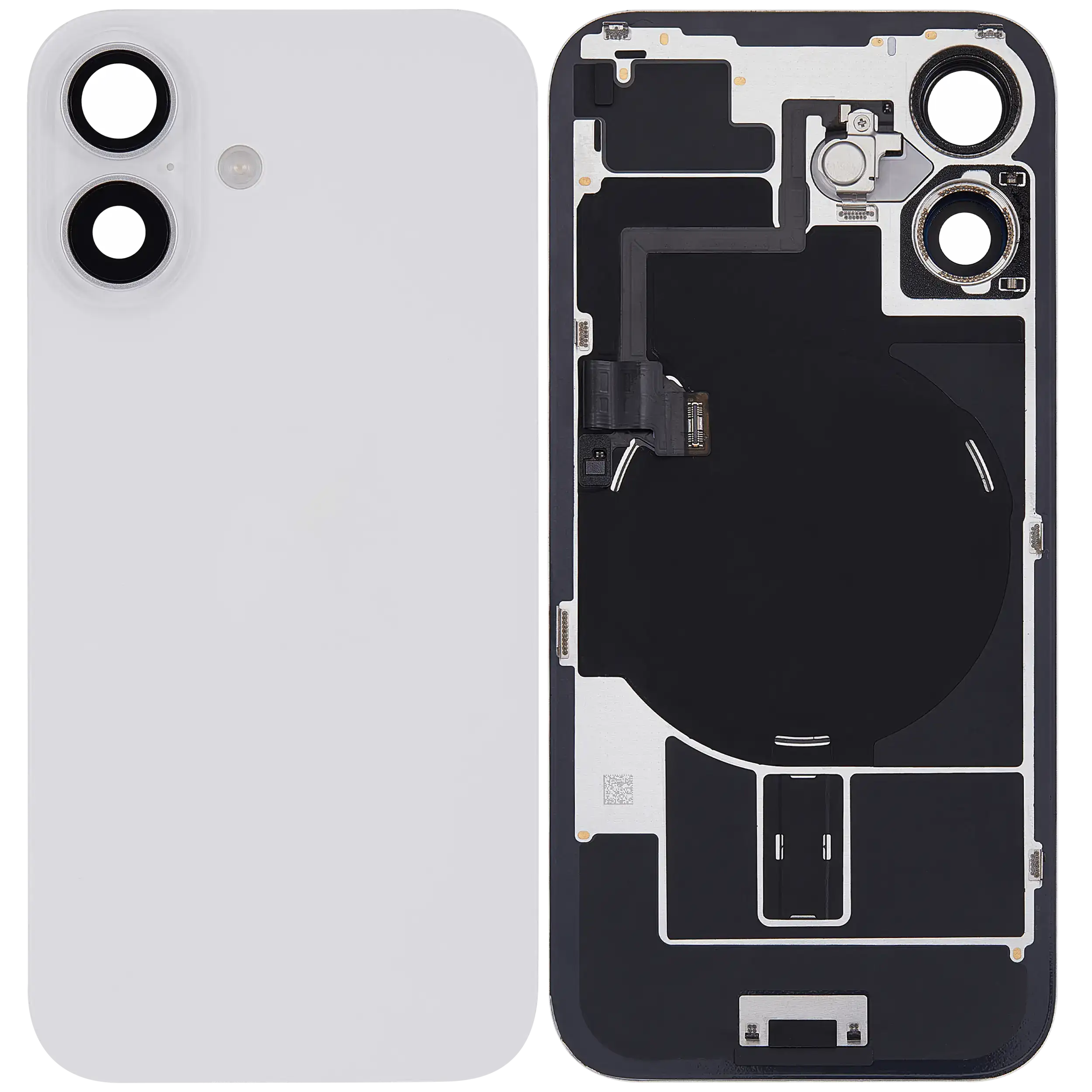 Rückglas mit MagSafe Magnet & NFC & Taschenlampen-Flexkabel für iPhone 16 (ausgebautes Originalteil: Grade C) (White (Weiß)) – Bild 2