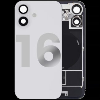 Rückglas mit MagSafe Magnet & NFC & Taschenlampen-Flexkabel für iPhone 16 (ausgebautes Originalteil: Grade C) (White (Weiß))