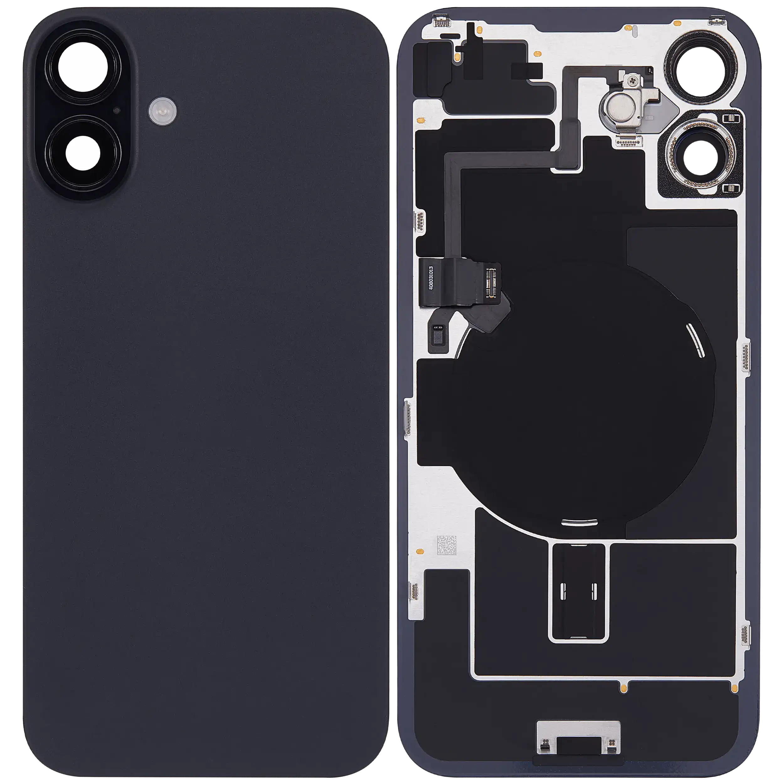 Rückglas mit MagSafe Magnet & NFC & Taschenlampen-Flexkabel für iPhone 16 Plus (ausgebautes Originalteil: Grade C) (Black (Schwarz)) – Bild 2