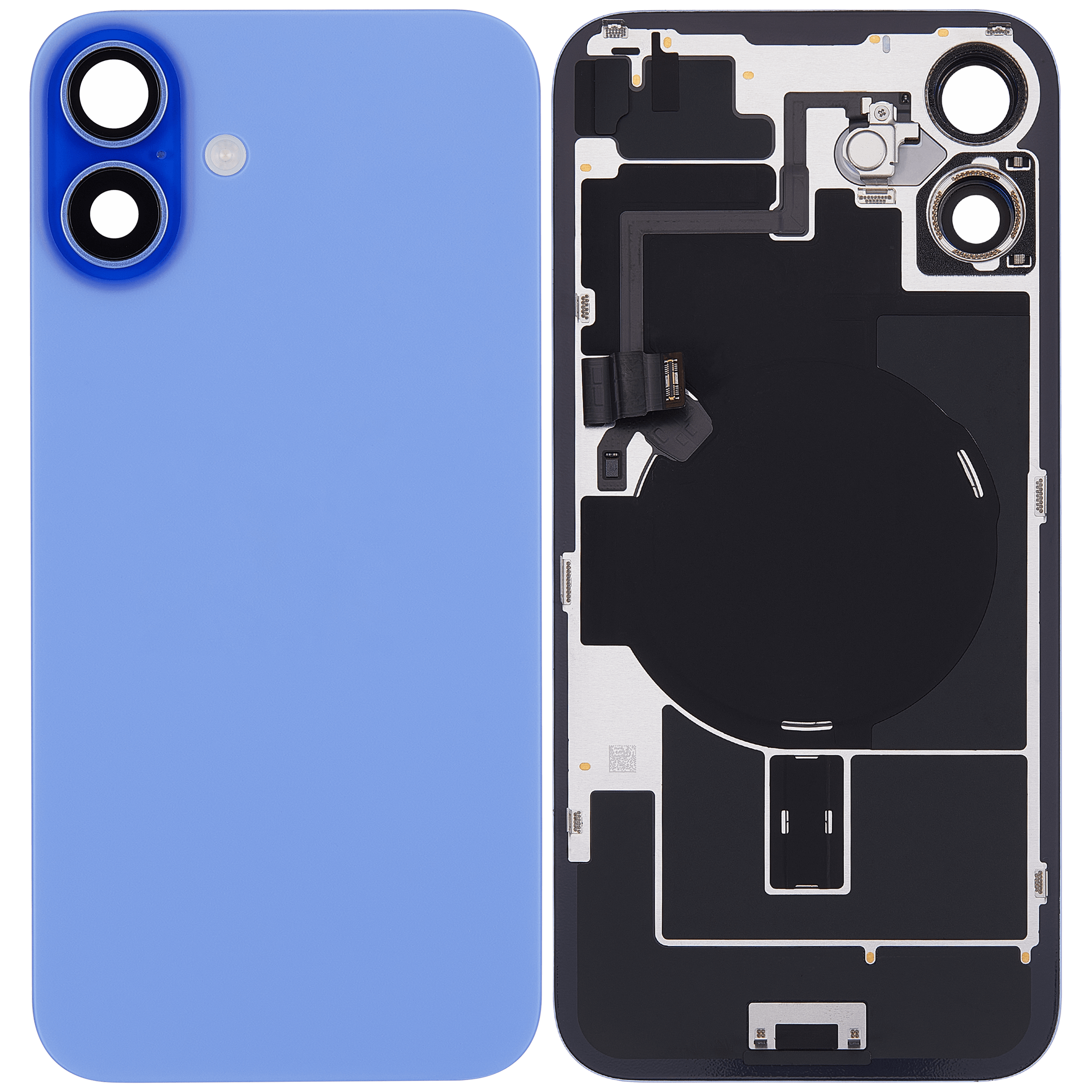 Rückglas mit MagSafe Magnet & NFC & Taschenlampen-Flexkabel für iPhone 16 Plus (ausgebautes Originalteil: Grade C) (Ultramarine) – Bild 2