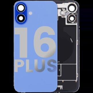 Rückglas mit MagSafe Magnet & NFC & Taschenlampen-Flexkabel für iPhone 16 Plus (ausgebautes Originalteil: Grade C) (Ultramarine)