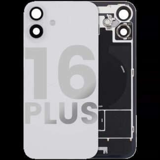 Rückglas mit MagSafe Magnet & NFC & Taschenlampen-Flexkabel für iPhone 16 Plus (ausgebautes Originalteil: Grade C) (White (Weiß))