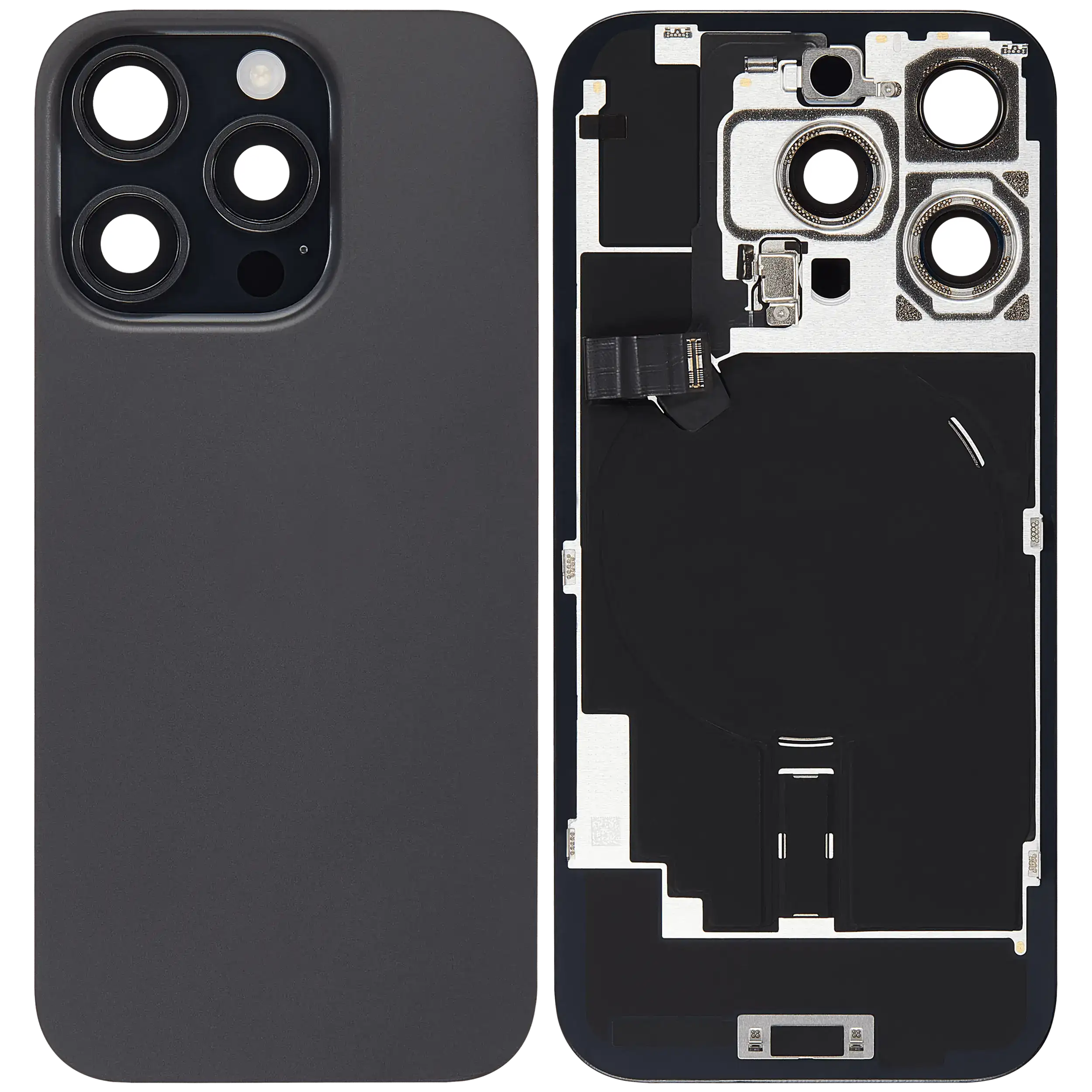 Rückglas mit MagSafe Magnet & NFC & Taschenlampen-Flexkabel für iPhone 16 Pro (ausgebautes Originalteil: Grade C) (Black Titanium) – Bild 2