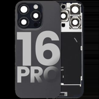 Rückglas mit MagSafe Magnet & NFC & Taschenlampen-Flexkabel für iPhone 16 Pro (ausgebautes Originalteil: Grade C) (Black Titanium)