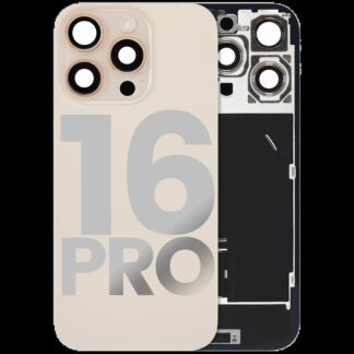 Rückglas mit MagSafe Magnet & NFC & Taschenlampen-Flexkabel für iPhone 16 Pro (ausgebautes Originalteil: Grade C) (Desert Titanium)