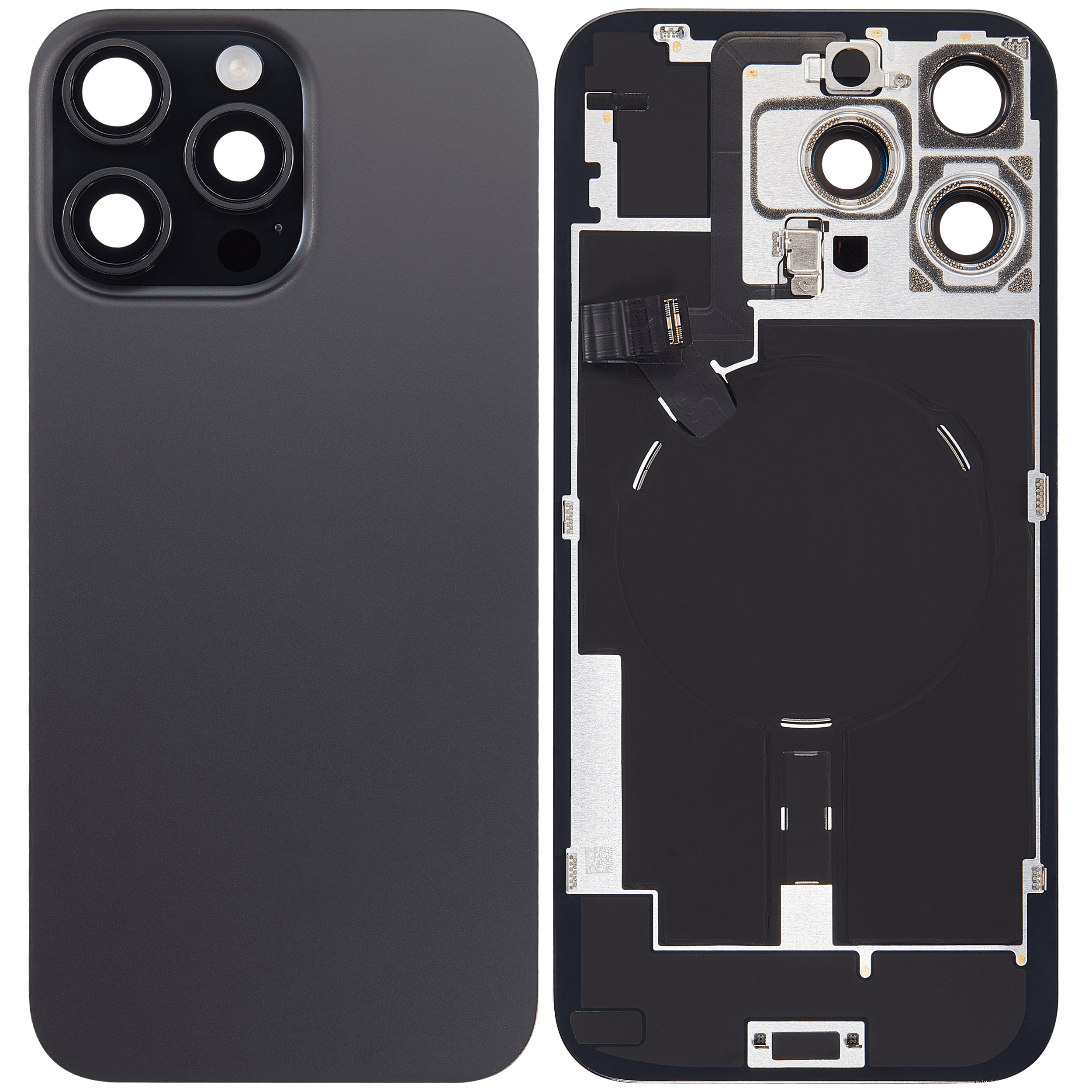 Rückglas mit MagSafe Magnet & NFC & Taschenlampen-Flexkabel für iPhone 16 Pro Max (ausgebautes Originalteil: Grade C) (Black Titanium) – Bild 2