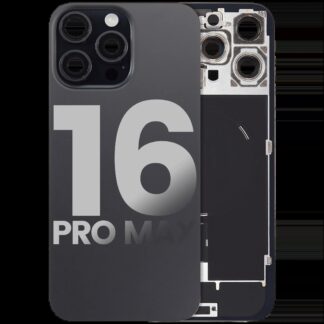 Rückglas mit MagSafe Magnet & NFC & Taschenlampen-Flexkabel für iPhone 16 Pro Max (ausgebautes Originalteil: Grade C) (Black Titanium)