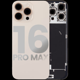 Rückglas mit MagSafe Magnet & NFC & Taschenlampen-Flexkabel für iPhone 16 Pro Max (ausgebautes Originalteil: Grade C) (Desert Titanium)