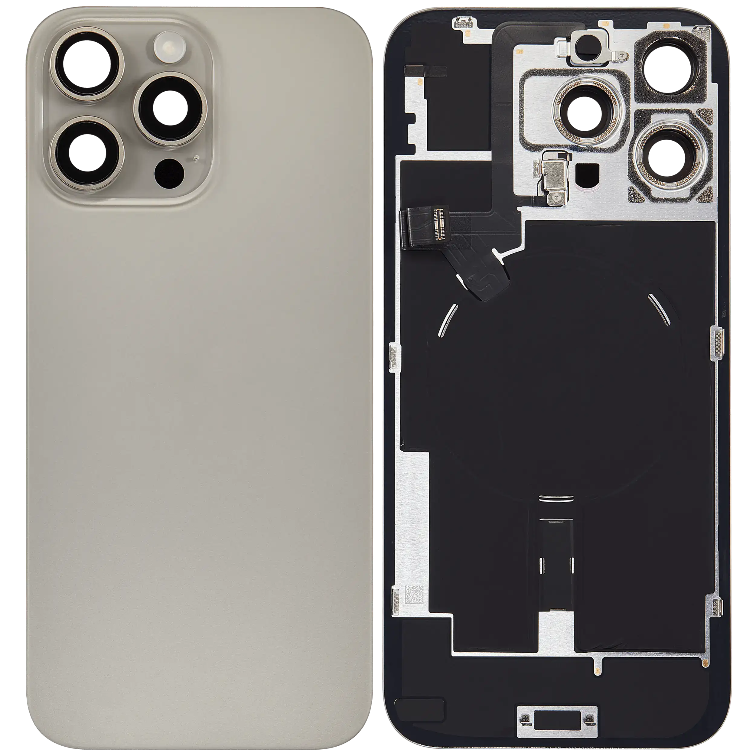 Rückglas mit MagSafe Magnet & NFC & Taschenlampen-Flexkabel für iPhone 16 Pro Max (ausgebautes Originalteil: Grade C) (Natural Titanium) – Bild 2