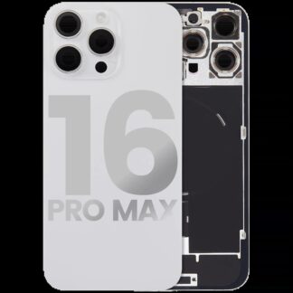 Rückglas mit MagSafe Magnet & NFC & Taschenlampen-Flexkabel für iPhone 16 Pro Max (ausgebautes Originalteil: Grade C) (White Titanium)