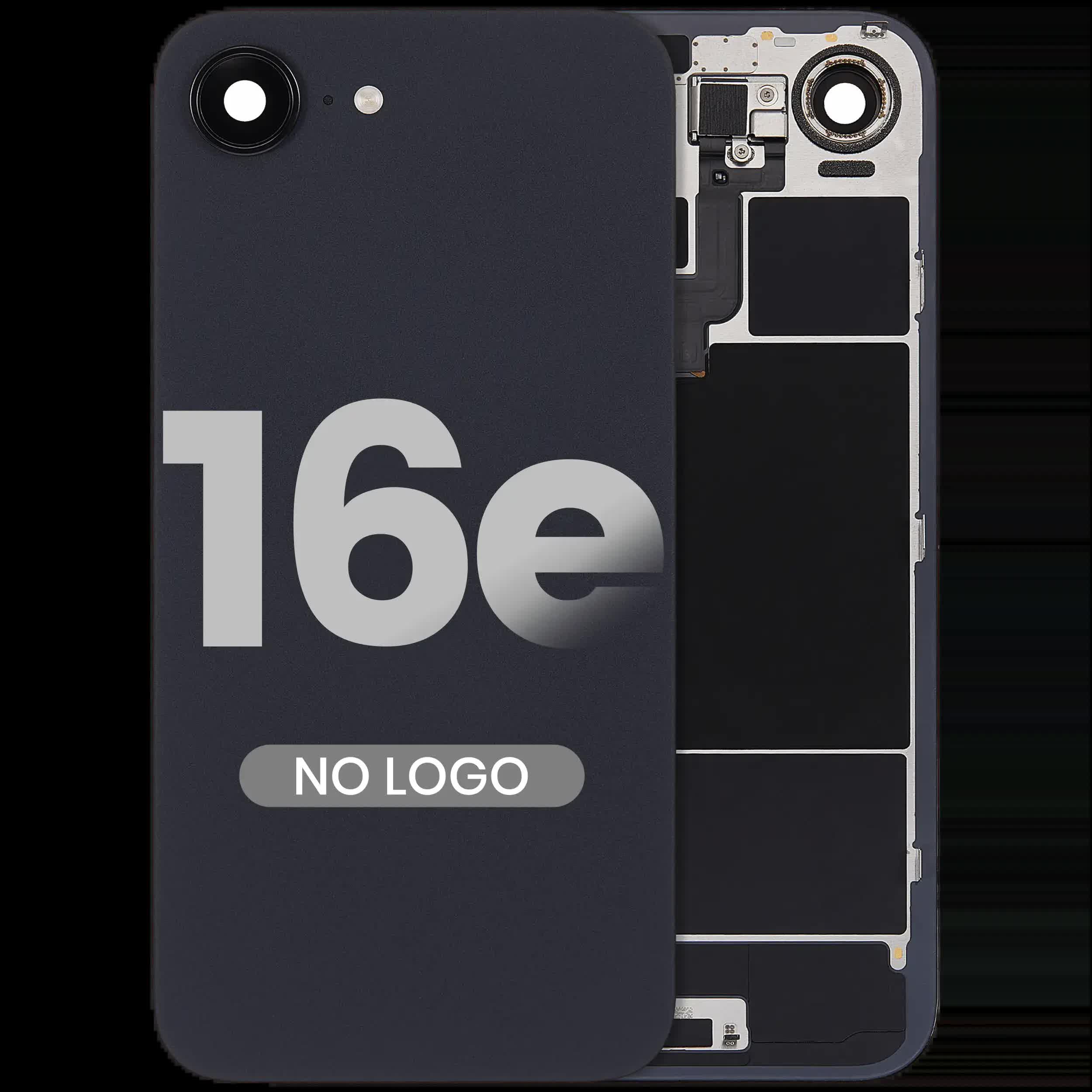 Rückglas mit kabelloses NFC-Laden Flex & Taschenlampen-Flexkabel für iPhone 16e (Aftermarket) (Black (Schwarz))