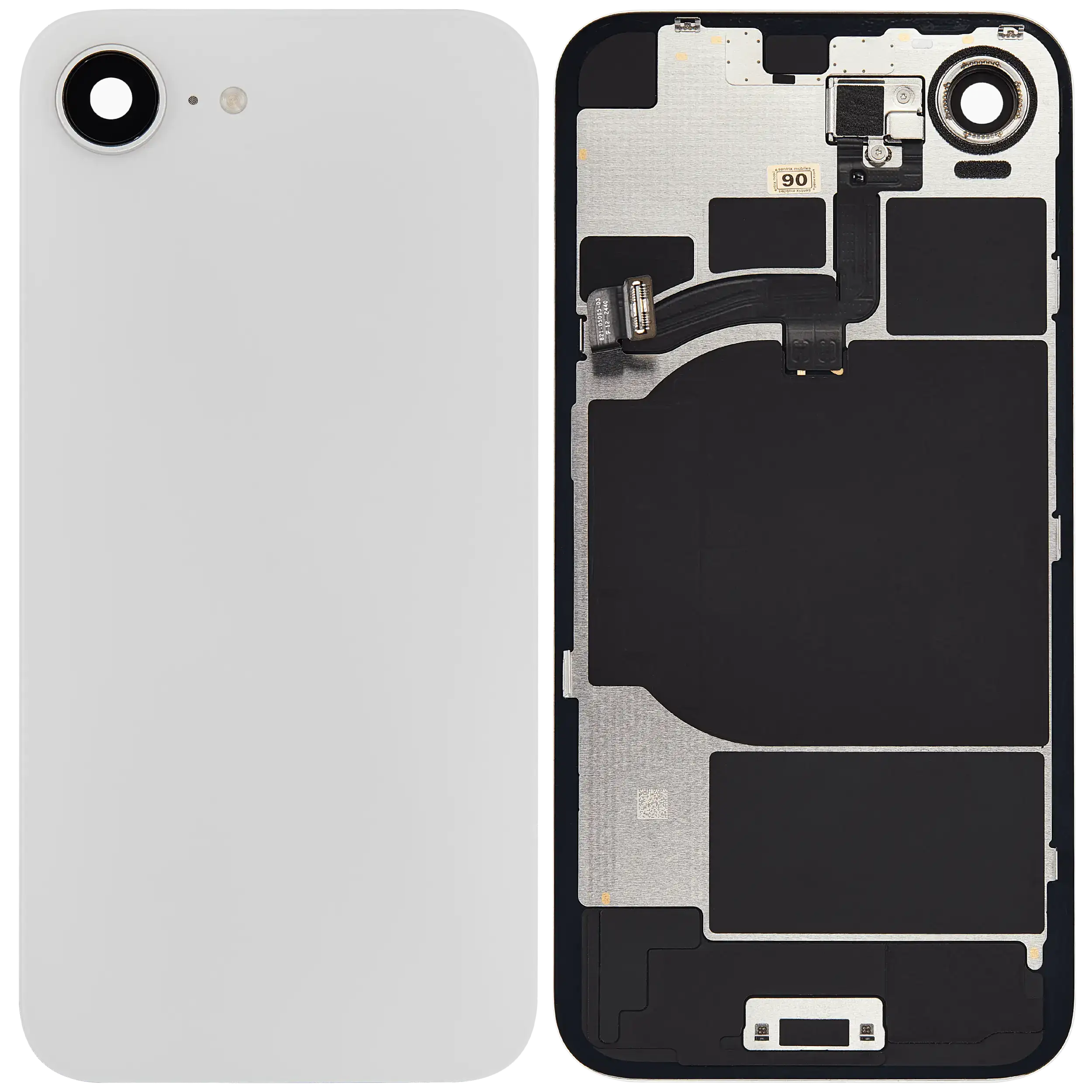 Rückglas mit kabelloses NFC-Laden Flex & Taschenlampen-Flexkabel für iPhone 16e (Aftermarket) (White (Weiß)) – Bild 2