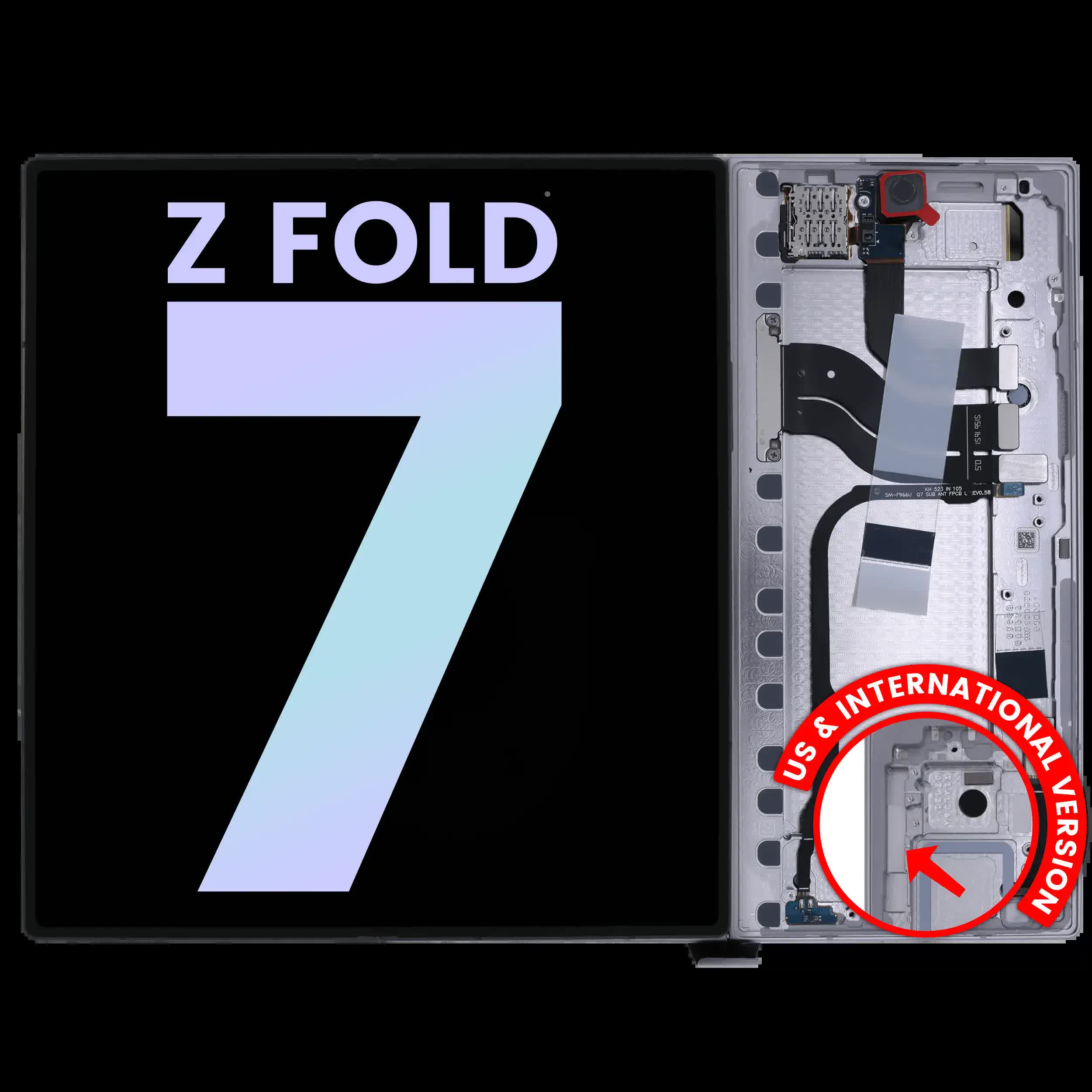 Inner OLED Display mit Rahmen für Samsung Galaxy Z Fold 7 5G (US & International) (Service Pack) (Silver Shadow)