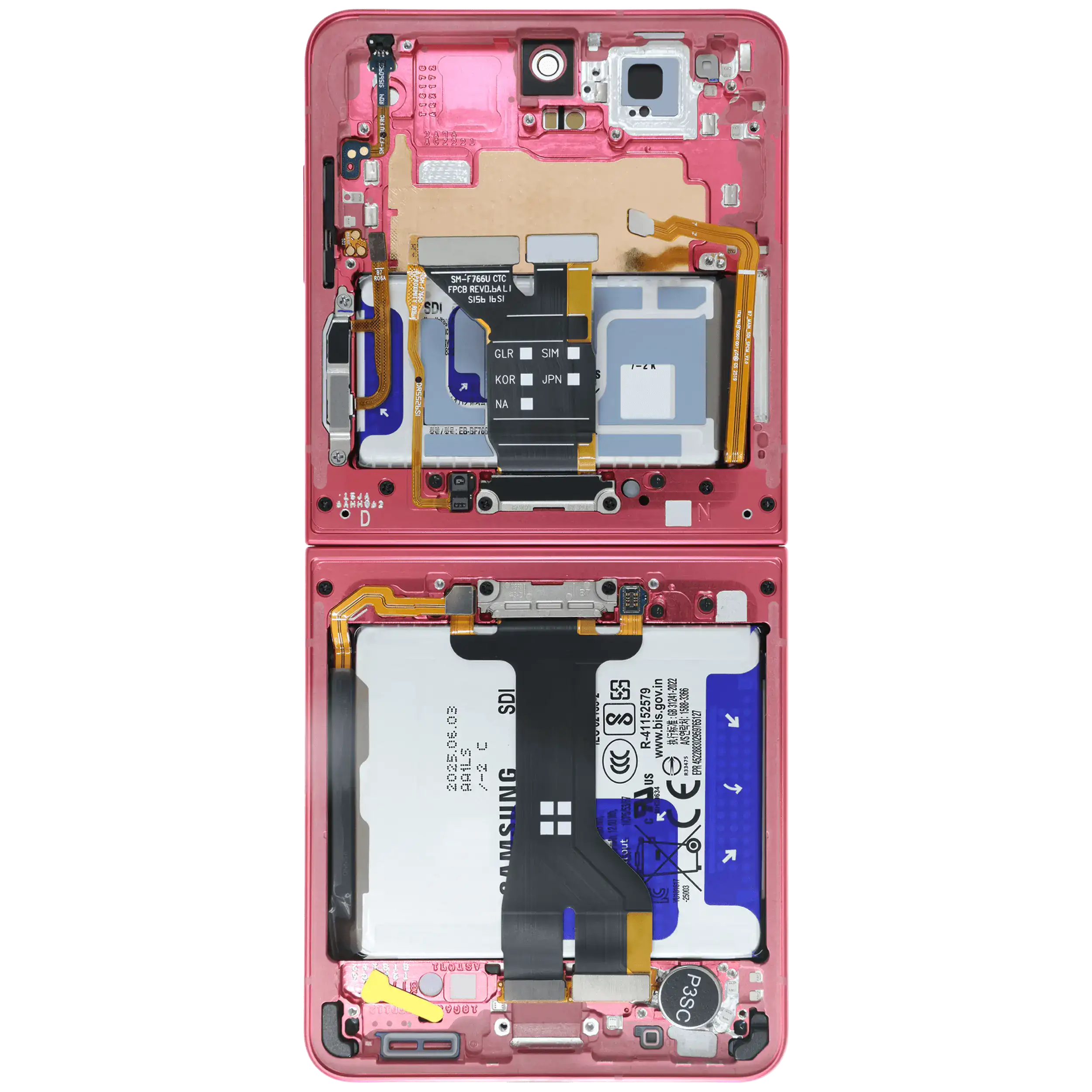 Inner OLED Display mit Rahmen für Samsung Galaxy Z Flip 7 5G (US & International) (Service Pack) (Coral Red) – Bild 4
