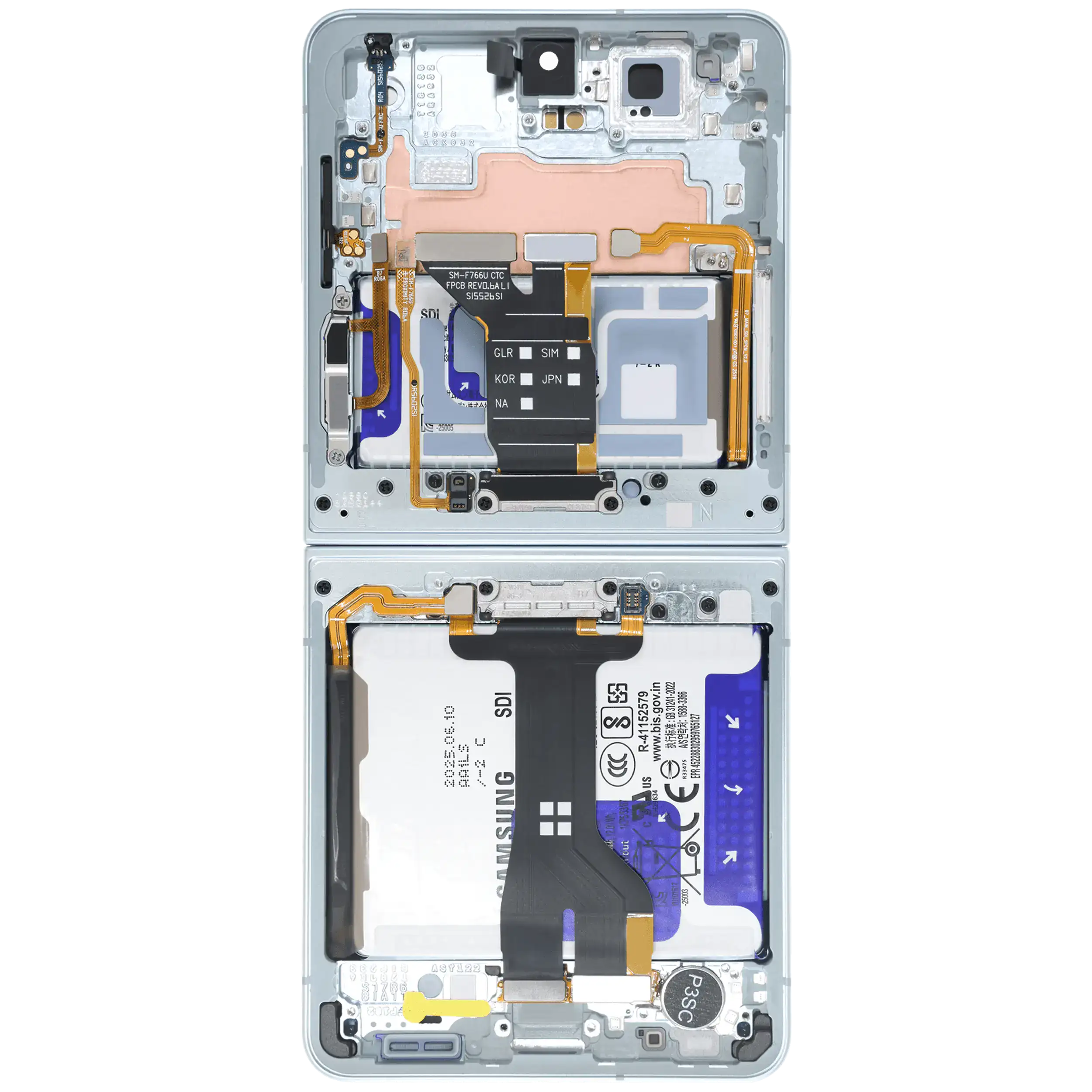 Inner OLED Display mit Rahmen für Samsung Galaxy Z Flip 7 5G (US & International) (Service Pack) (Mint) – Bild 4
