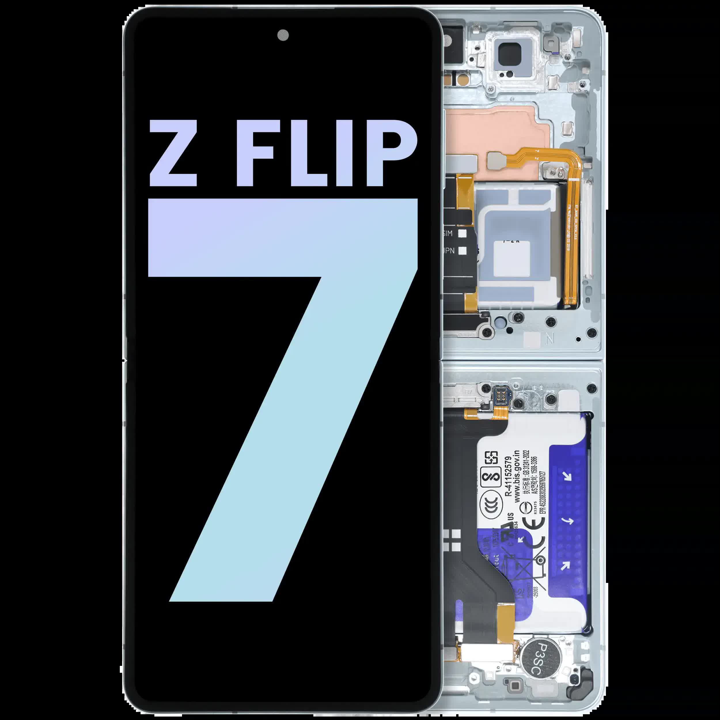 Inner OLED Display mit Rahmen für Samsung Galaxy Z Flip 7 5G (US & International) (Service Pack) (Mint)