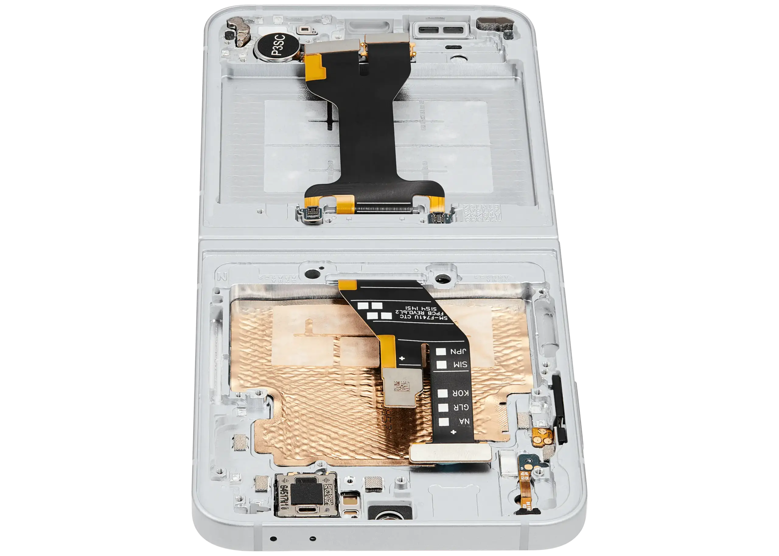 Inner OLED Display mit Rahmen für Samsung Galaxy Z Flip 6 (F741) (US & International) (professionell aufgearbeitet) (White (Weiß)) – Bild 2