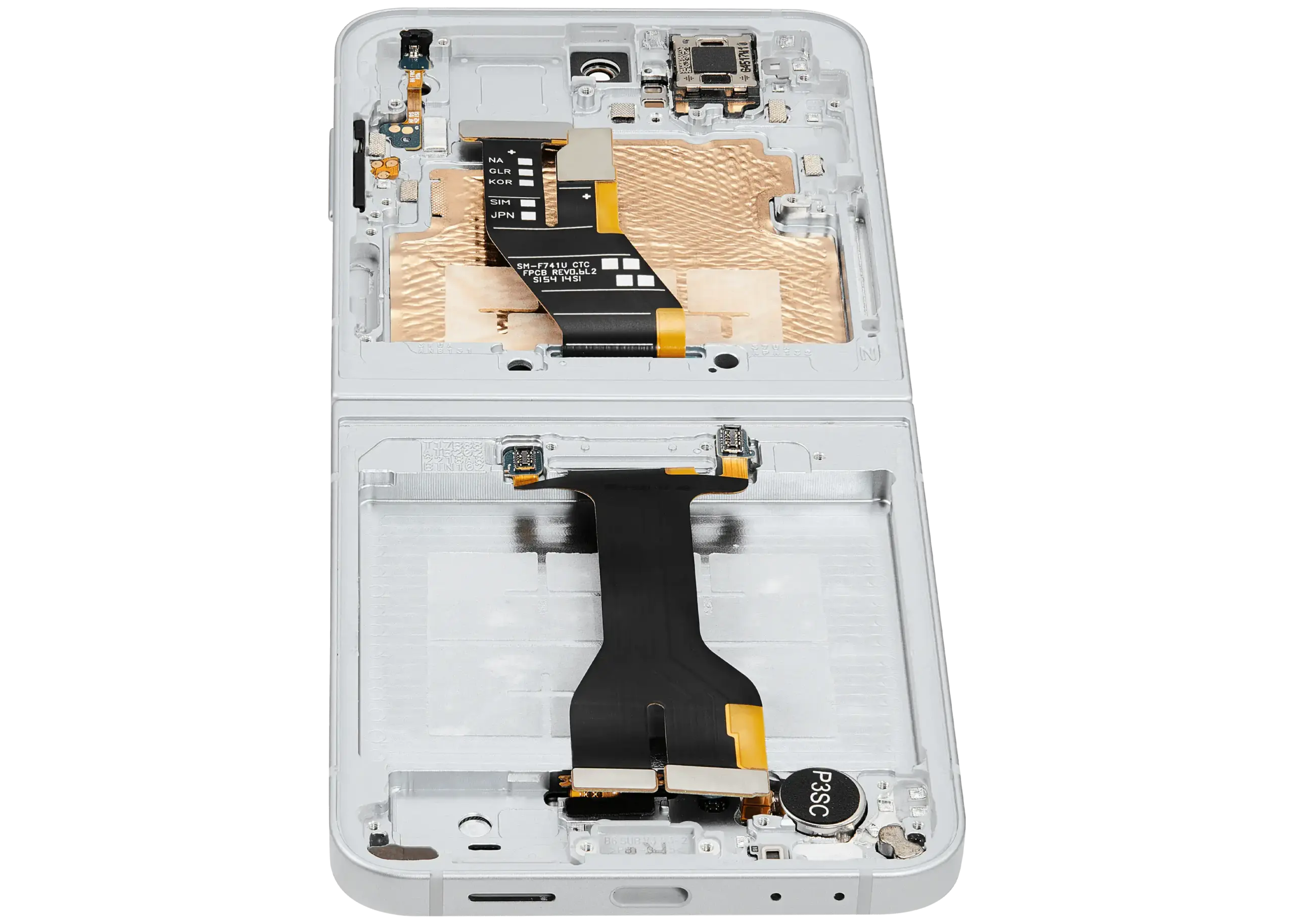 Inner OLED Display mit Rahmen für Samsung Galaxy Z Flip 6 (F741) (US & International) (professionell aufgearbeitet) (White (Weiß)) – Bild 4