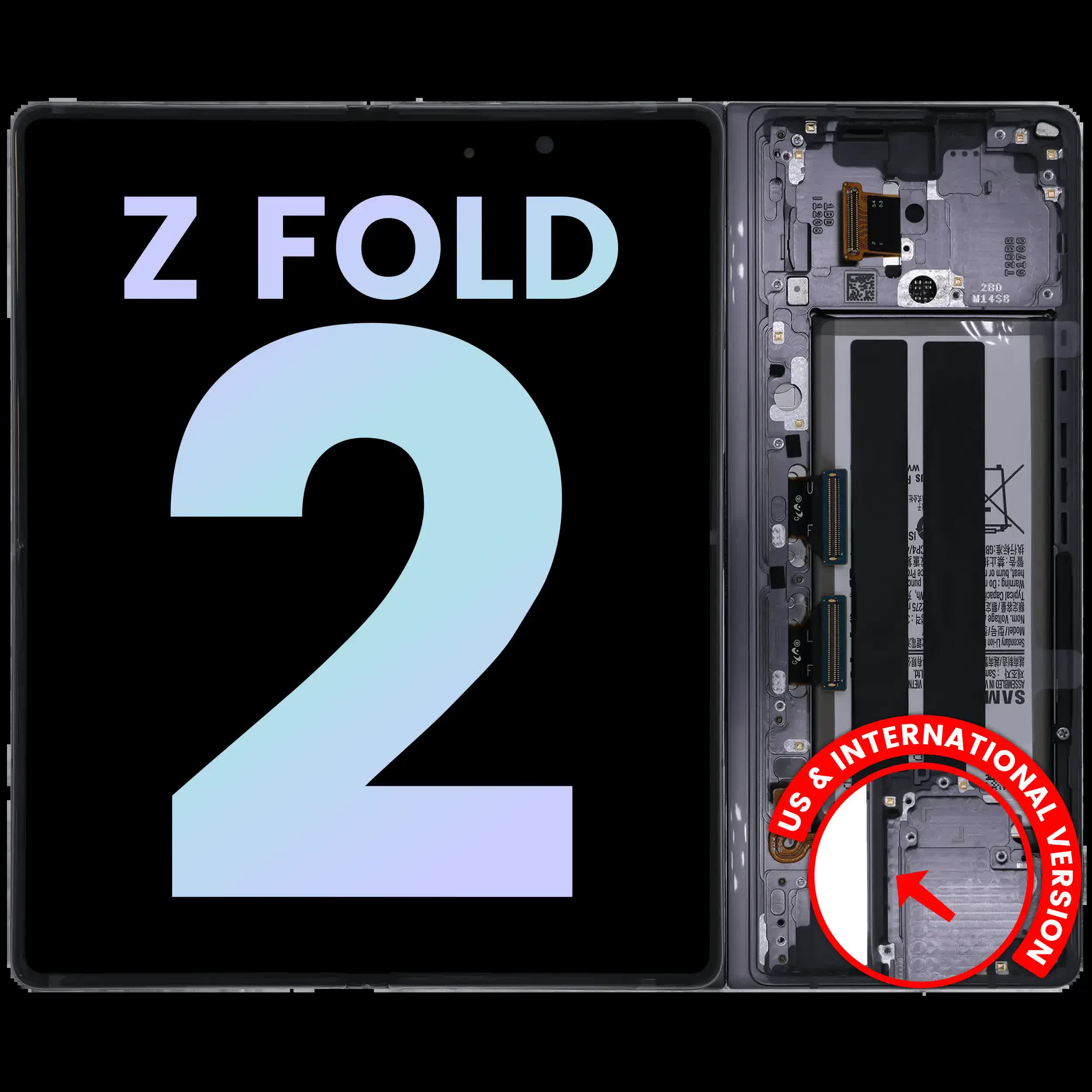 Inner OLED Display mit Rahmen für Samsung Galaxy Z Fold 2 5G (US & International) (Service Pack) (Mystic Gray)