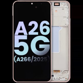 OLED Display mit Rahmen für Samsung Galaxy A26 5G (A266 / 2025) (Service Pack) (Peach Pink (Rosa))