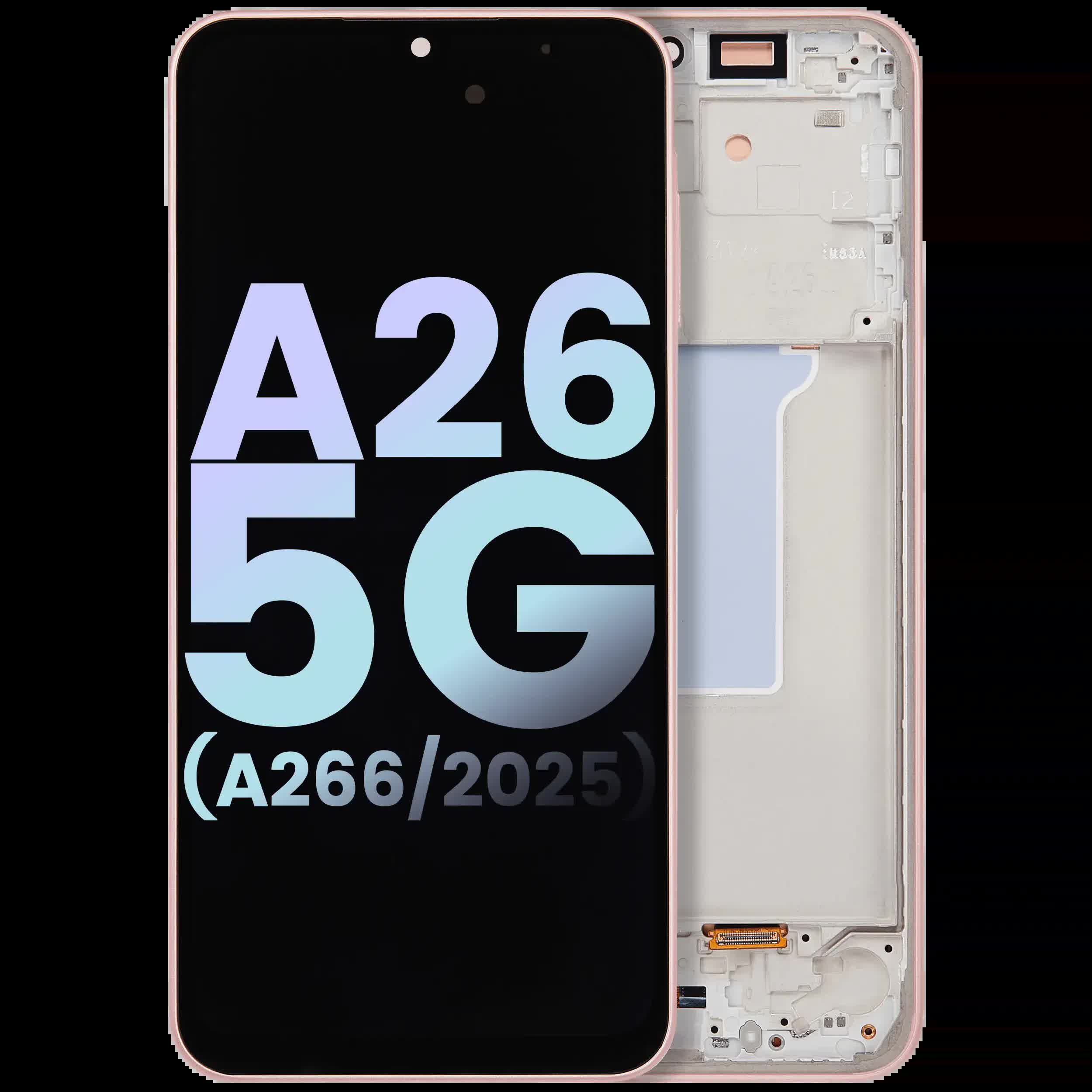 OLED Display mit Rahmen für Samsung Galaxy A26 5G (A266 / 2025) (Service Pack) (Peach Pink (Rosa))