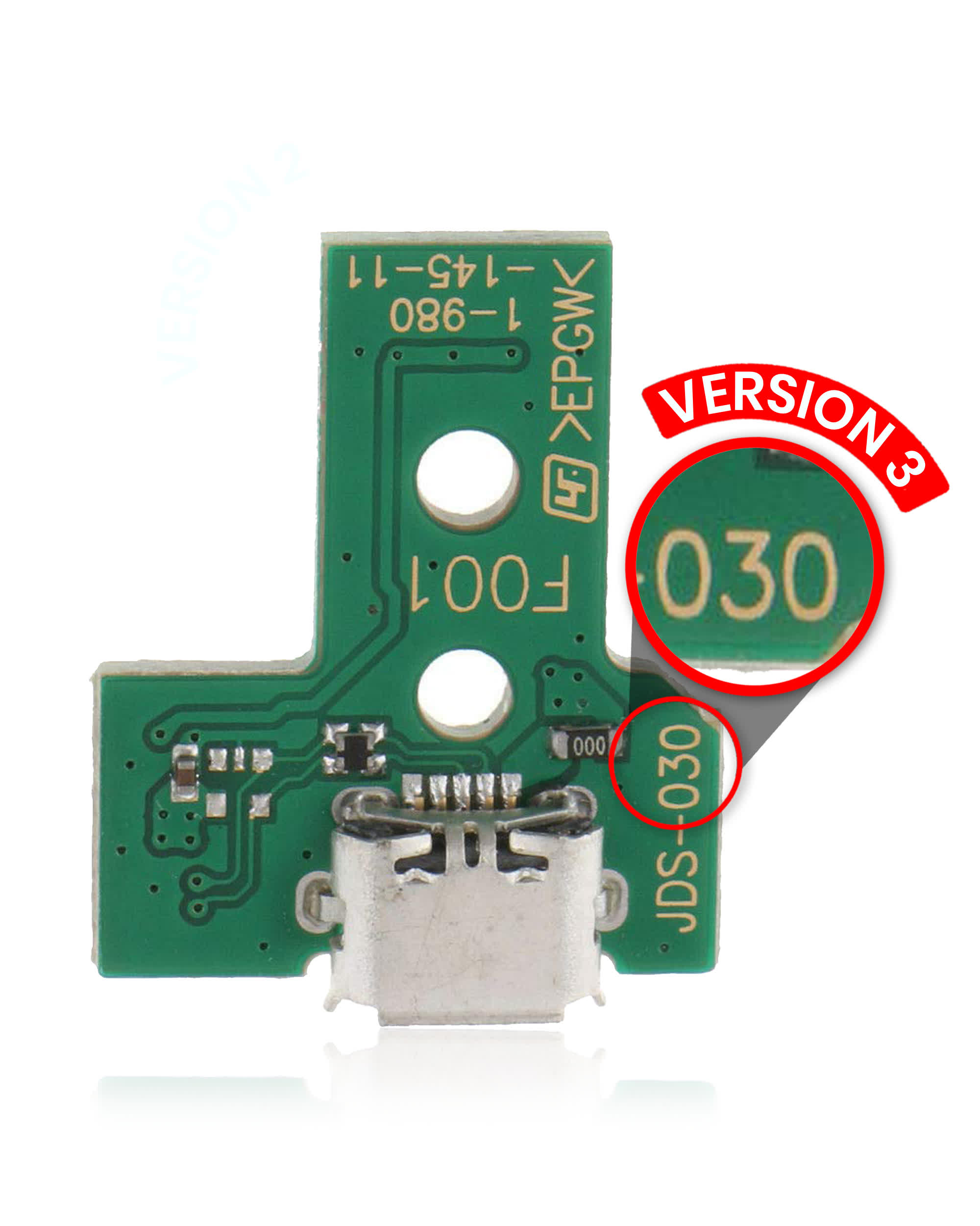 Micro USB Ladebuchse mit 12-Pin Flexkabel für PlayStation 4 Controllers (Version 3: JDS-030)