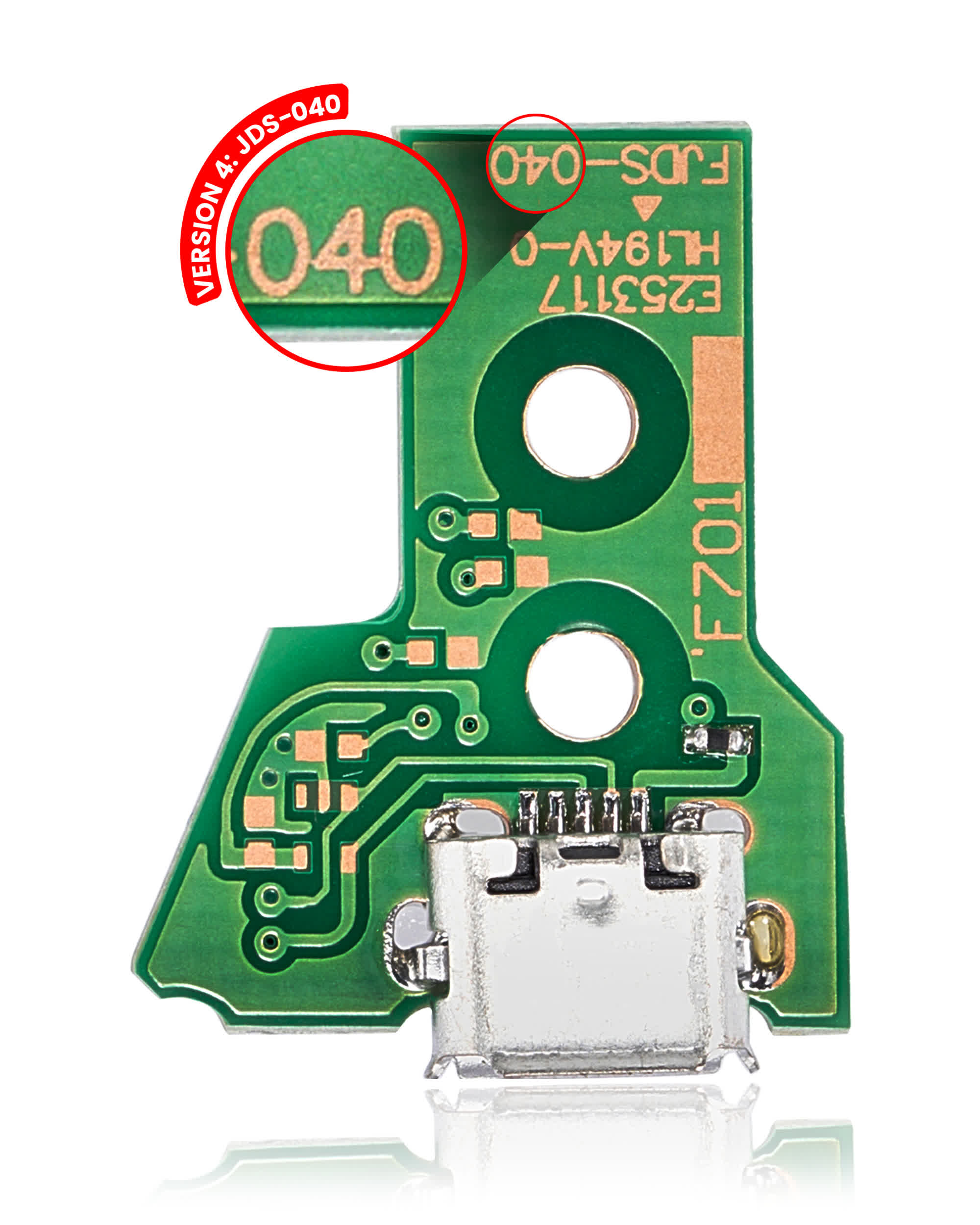 Micro USB Ladebuchse mit 12-Pin Flexkabel für PlayStation 4 Controllers (Version 4: JDS-040)