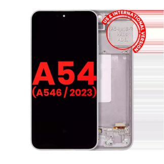 OLED Display mit Rahmen für Samsung Galaxy A54 5G (A546 / 2023) (US & International Version) (Aftermarket Plus) (White (Weiß))