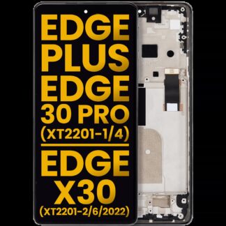OLED Display mit Rahmen für Motorola Moto Edge Plus / Edge 30 Pro (XT2201-1/4) / Edge X30 5G (XT2201-2/6 /2022) (professionell aufgearbeitet) (Cosmos Blue)