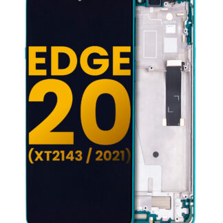 LCD Display mit Rahmen für Motorola Edge 20 (XT2143 / 2021) (professionell aufgearbeitet) (Frosted Emerald)