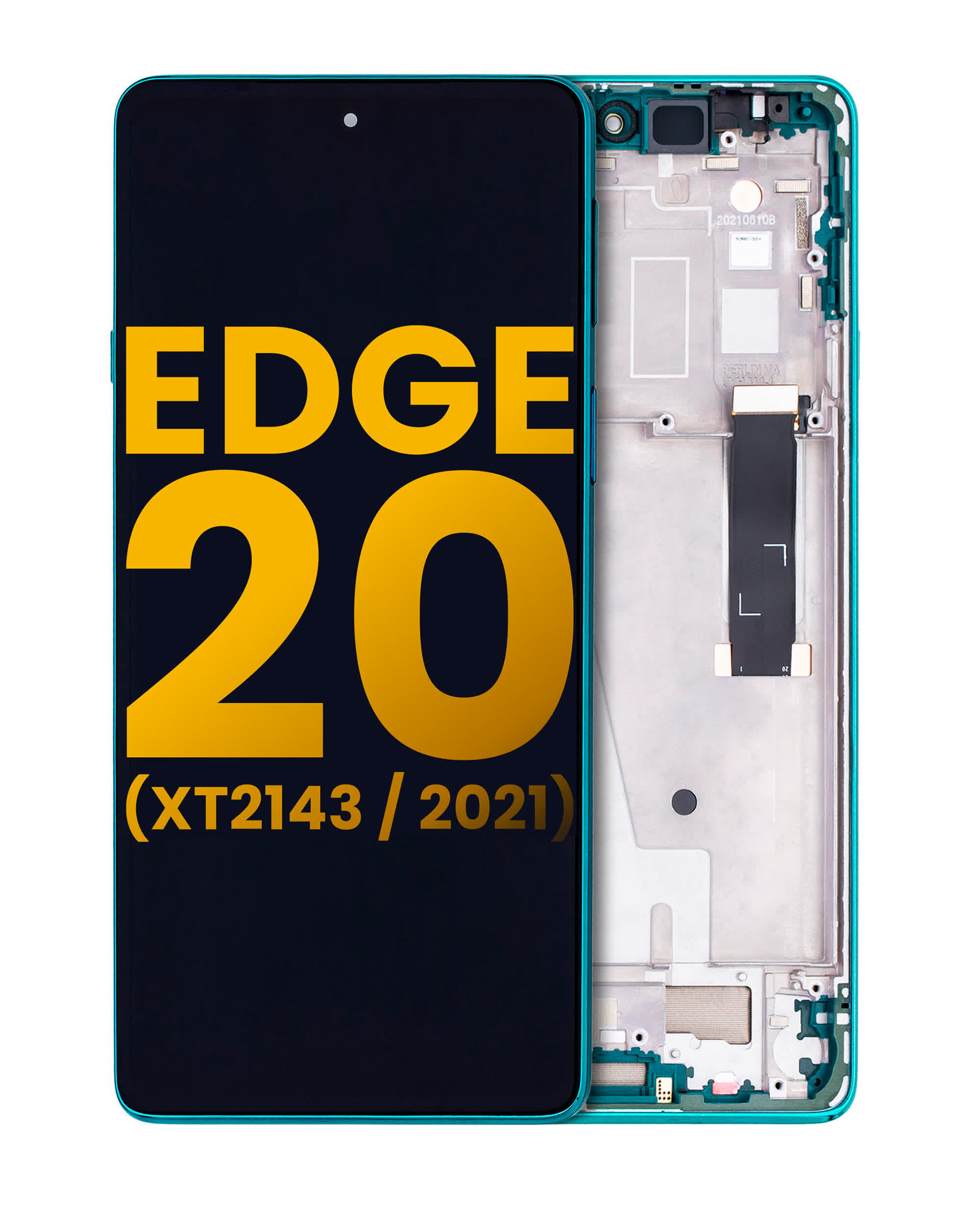 LCD Display mit Rahmen für Motorola Edge 20 (XT2143 / 2021) (professionell aufgearbeitet) (Frosted Emerald)