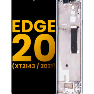 LCD Display mit Rahmen für Motorola Edge 20 (XT2143 / 2021) (professionell aufgearbeitet) (Frosted White)