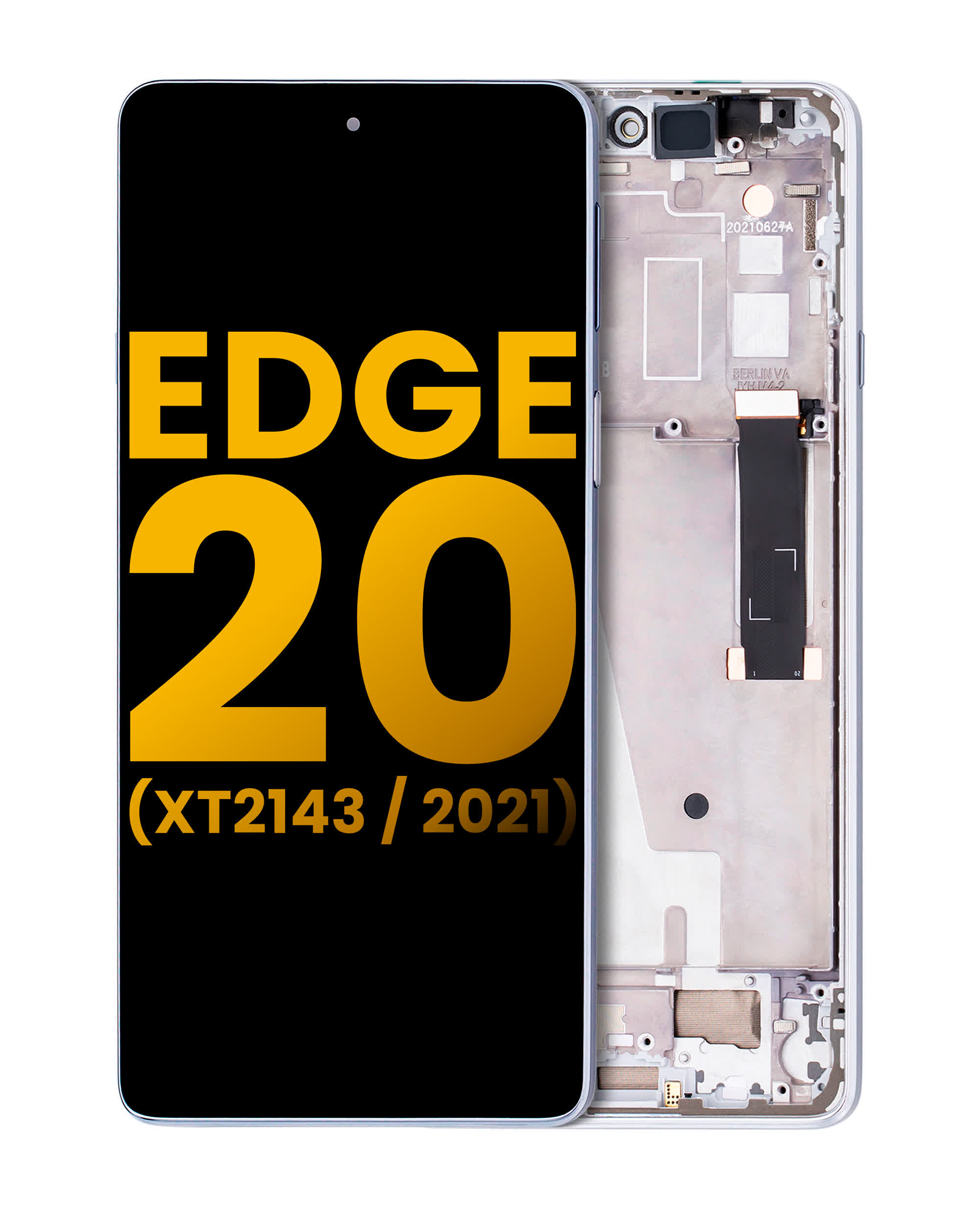 LCD Display mit Rahmen für Motorola Edge 20 (XT2143 / 2021) (professionell aufgearbeitet) (Frosted White)