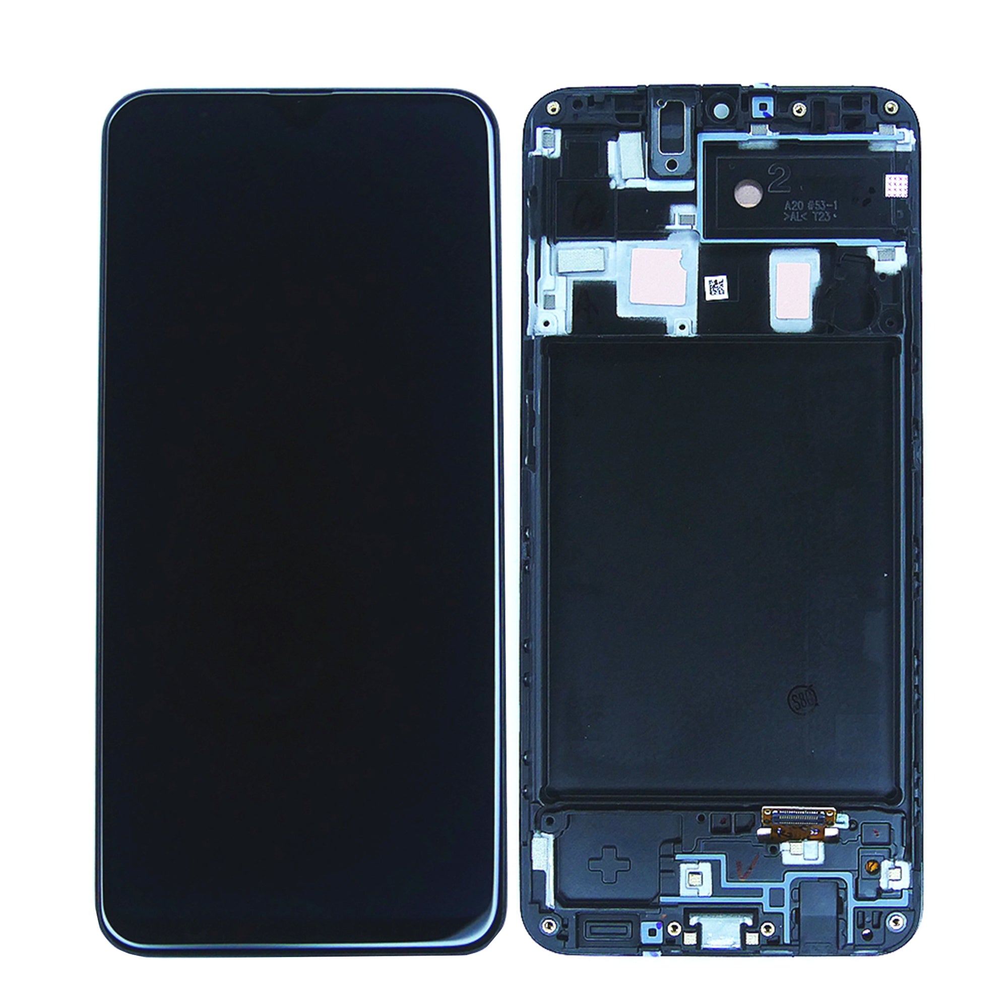 Samsung Galaxy A20 A205F Display und Touchscreen-Digitizer mit Rahmen Black Service Pack – Bild 3