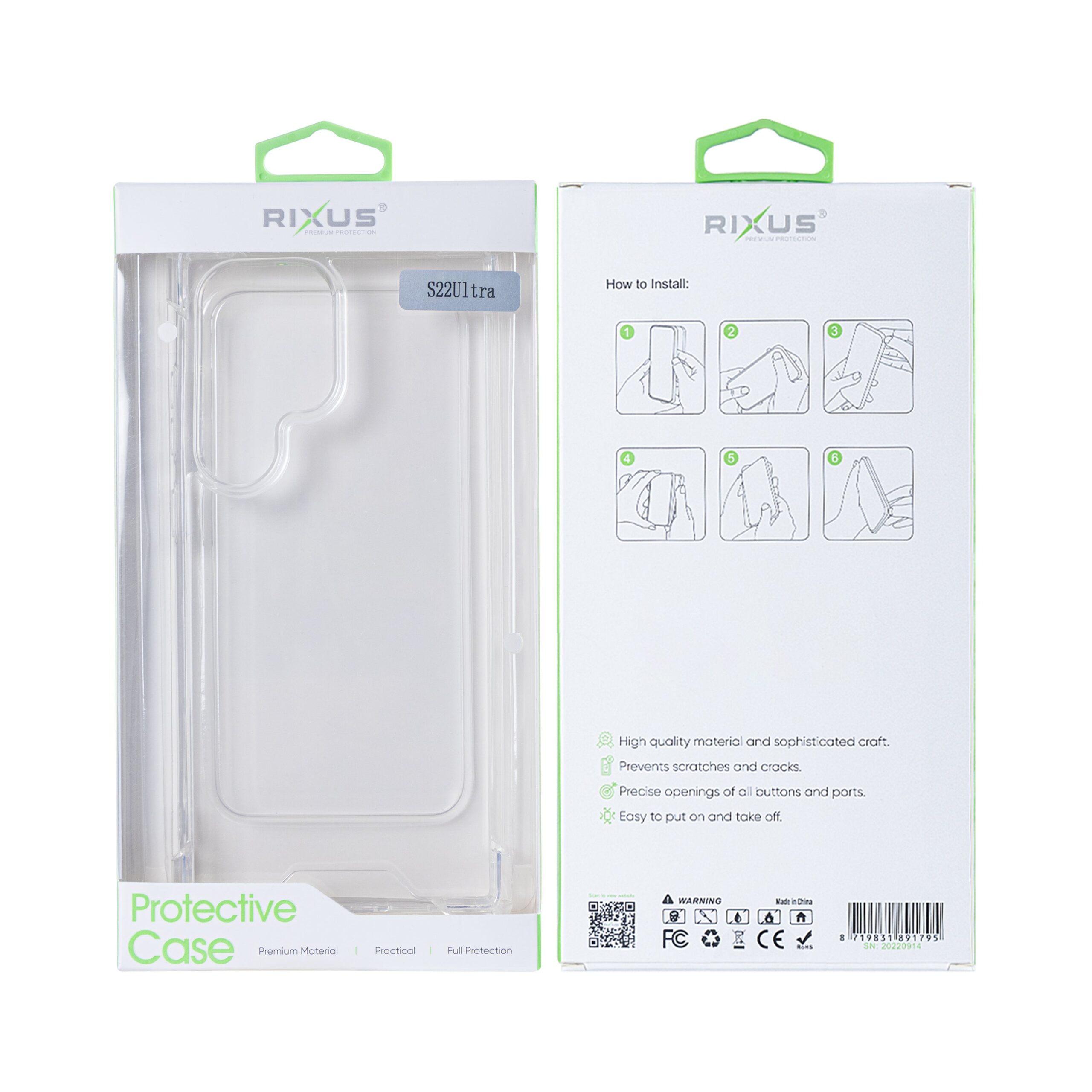 Rixus Anti-Burst Hülle für Samsung Galaxy S22 Ultra 5G Transparent – Bild 6
