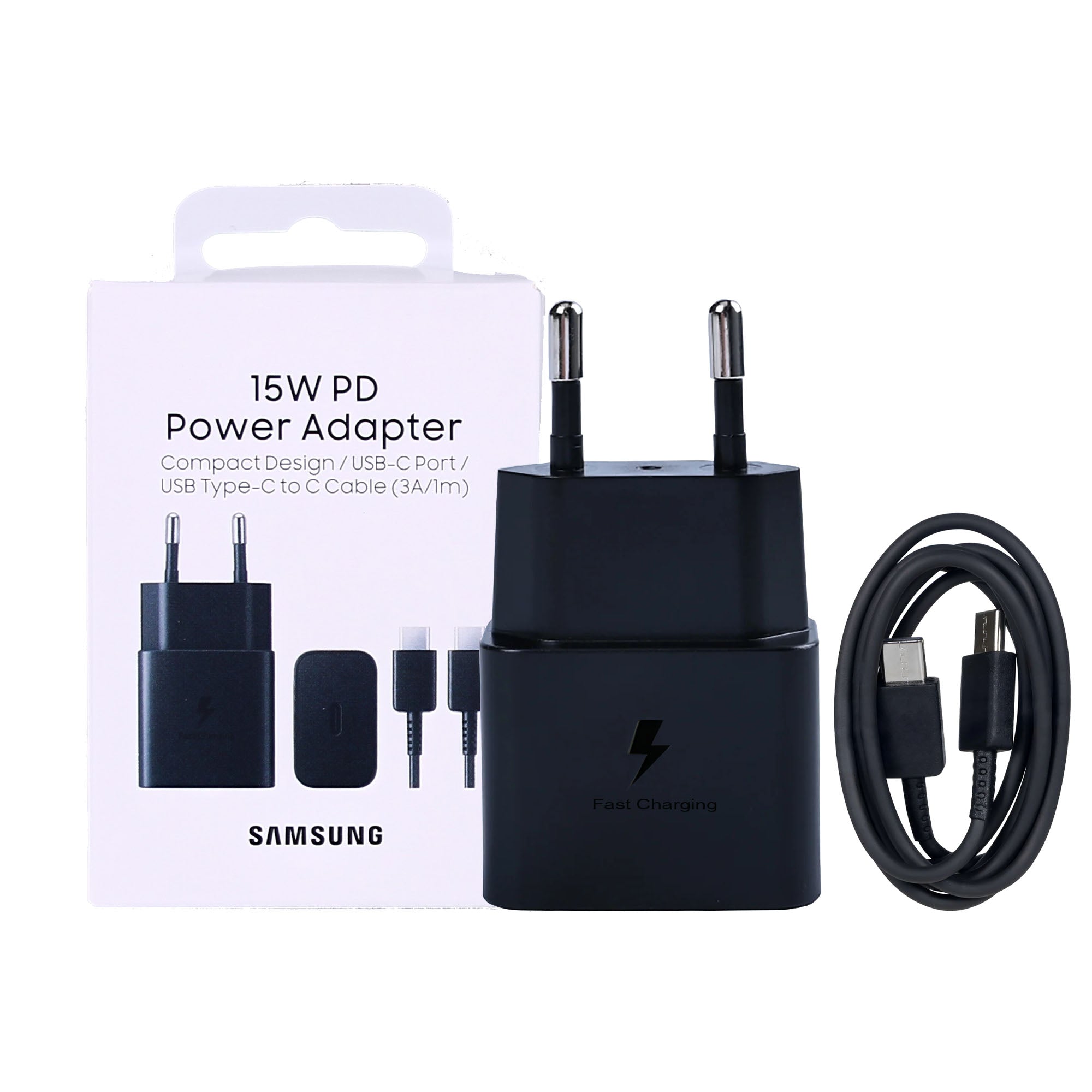 Samsung Fast Charger EP-T1510XBEGEU USB-C mit Kabel 100cm 15W Black Original Verkaufsverpackung