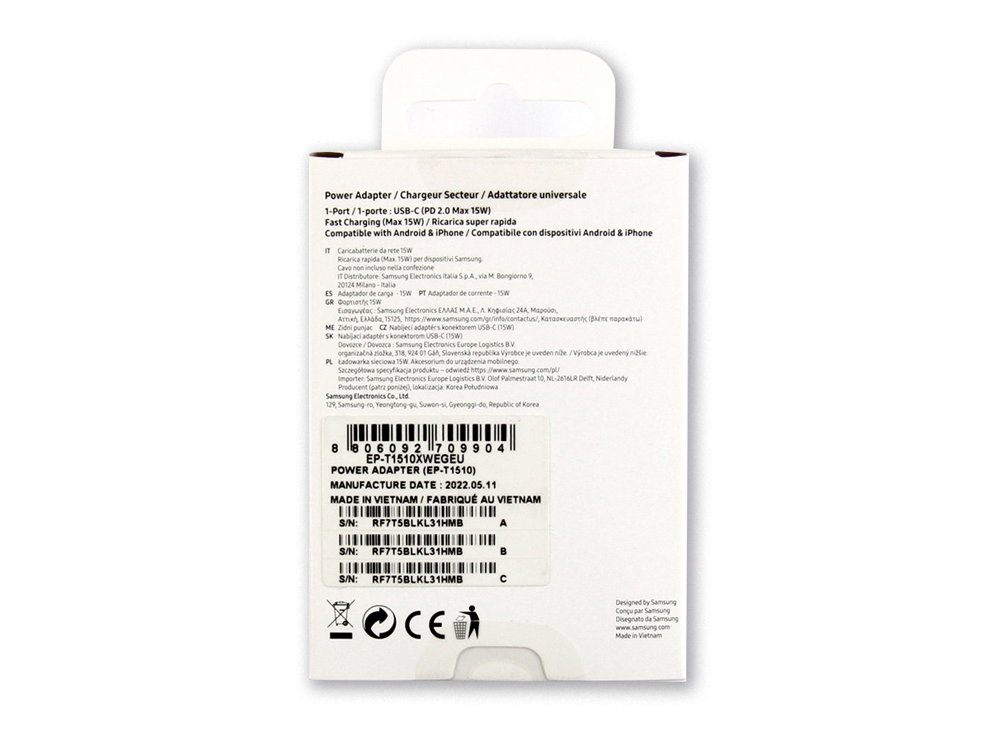 Samsung Fast Charger USB-C mit Kabel 100cm 15W White Original Verkaufsverpackung – Bild 2