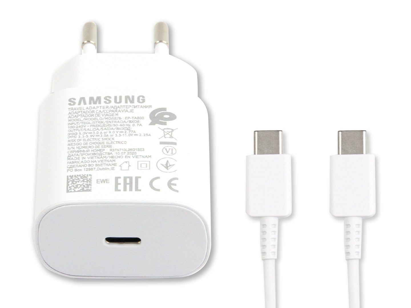 Samsung Fast Charger USB-C mit Kabel 100cm 15W White Original Verkaufsverpackung – Bild 3