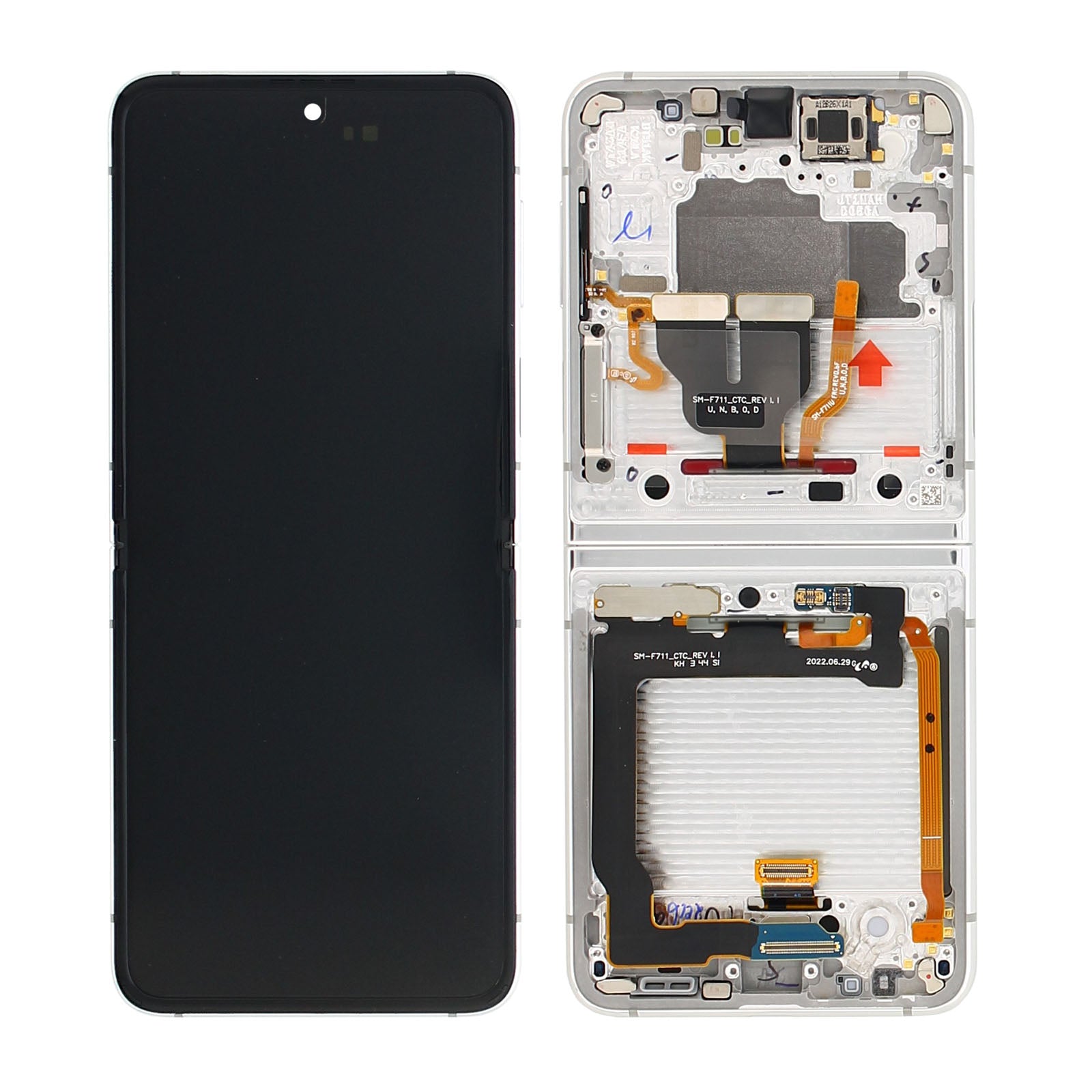 Samsung Galaxy Z Flip3 F711B Main Display und Touchscreen-Digitizer mit Rahmen Bespoke Silver Service Pack – Bild 5