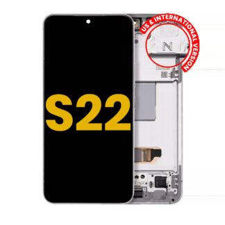 OLED Display mit Rahmen für Samsung Galaxy S22 5G (US & International Version) (professionell aufgearbeitet) (White (Weiß))