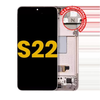 OLED Display mit Rahmen für Samsung Galaxy S22 5G (US & International Version) (professionell aufgearbeitet) (Pink Gold)