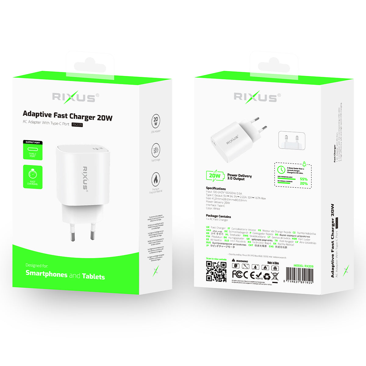 Rixus RX209 Adaptive Fast Charger USB-C 20W White – Bild 5