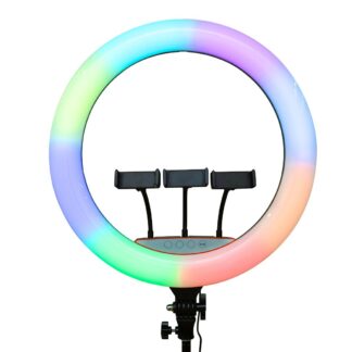 Rixus RXLG32 Selfie Ring Light und Holder Stick RGBW 22 inch